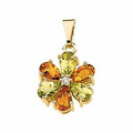 14K Yellow Gold Genuine Citrine, Peridot, and .02 CTW Diamond Pendant